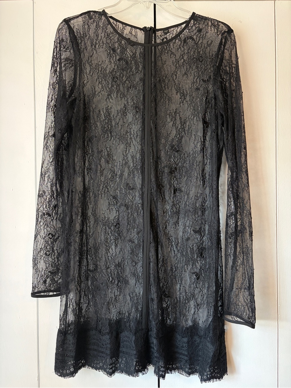 Sheer Black Lace Long-Sleeve Dress